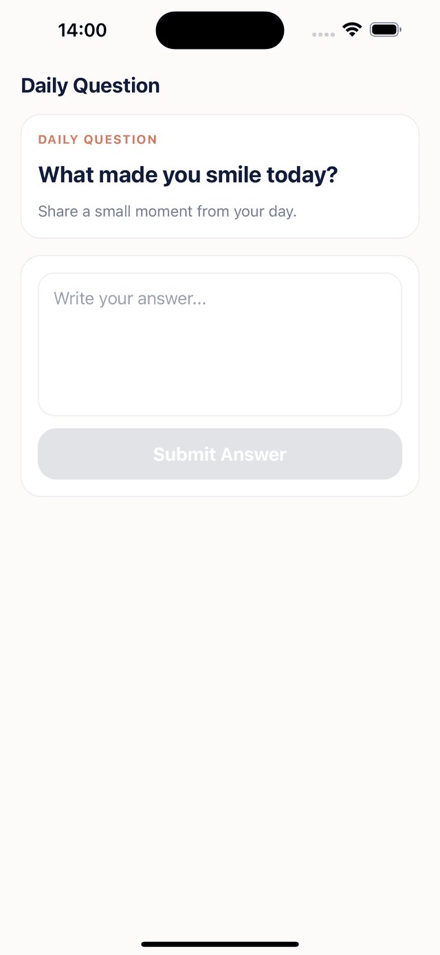 Daily question screen